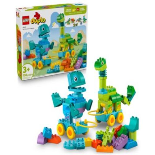 DUPLO Town 3 in1 Dinosaurs on Wheels 10451 Toy Building Set, 108 Pieces