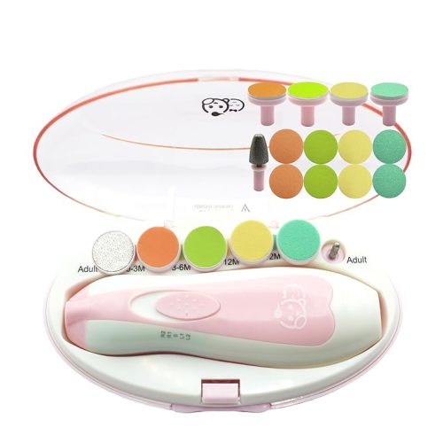 Baby Nail Clippers 20 in 1 by Royal Angels | Safe Electric Baby Nail Trimmer, Baby Nail File Kit, Additional Replacement Heads, Newborn Toddler Toes and Fingernails, Trim and Polish (Pink)