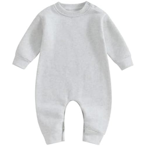 Newborn Baby Boy Girl Fleece Romper Jumpsuit Solid Color Long Sleeve Thick Sweater Onesie Warm Winter Outfit Clothes