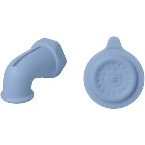 Ubbi Bath Spout Guard and Drain Stopper, Soft Silicone Spout Cover and Suction Cup Drain Plug for Baby Bath Time, Cloudy Blue