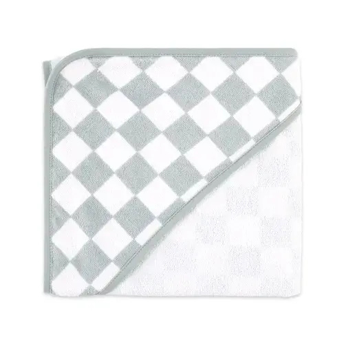 Bilbi Hooded Towel Check Sage/White | Baby Bunting AU