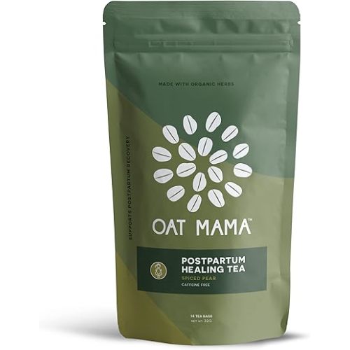 Oat Mama Spiced Pear Postpartum Healing Tea: Turmeric Fights Inflammation Promotes Recovery (Natural Herbs for Relaxation & Hormonal Balance), 28 Cups