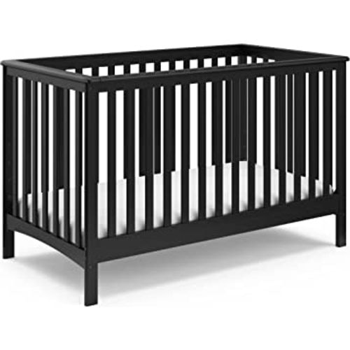 Storkcraft Hillcrest 4-in-1 Convertible Crib (Black) - Converts to Daybed, Toddler Bed, and Full-Size Bed, Fits Standard Full-Size Crib Mattress, Adjustable Mattress Support Base