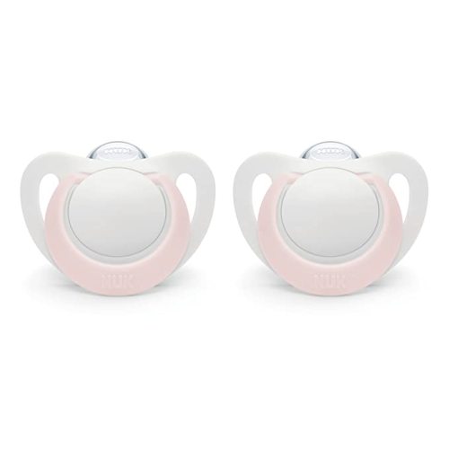 NUK Newborn Orthodontic Pacifiers - Neutral - 2 Count (Pack of 1) - White + Pink
