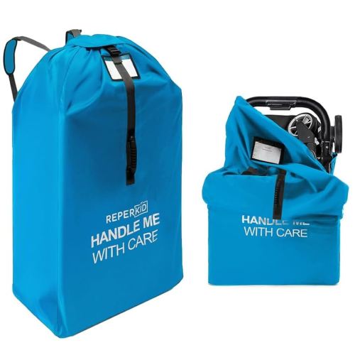 reperkid Large Stroller Bag for Airplane Travel, Blue, 47" H x 24" W x 15" D, Fits Most Large, Single, Double, Jogging Strollers – Premium Waterproof Cover, Adjustable Shoulder Straps
