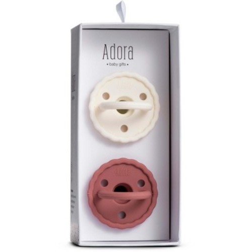 Baby Soother Pacifiers Teether - Scalloped Paci is Suitable for Toddlers to Grasp and Self Soothe for Teething Relief - Vanilla / Rosewood