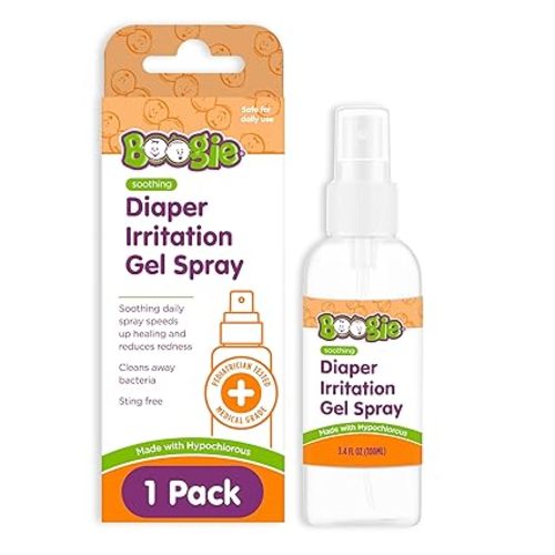 Boogie Hypochlorous Acid Diaper Irritation Gel Spray, Baby Essentials for Diaper Rash, Soothing Cleansing Spray, 3.4oz