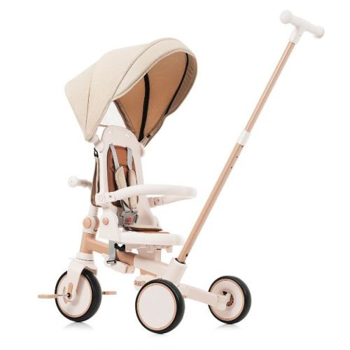 Sillysis Baby Brown 7 In 1 Baby Tricycle,foldable Toddler Tricycle With Removable And Adjustable Parent Handle,toddler Push Bike With Removable Pedal
