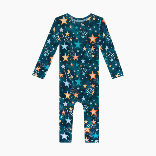 Posh Peanut Rogan Long Sleeve Basic Romper - Beige, 0-3 M