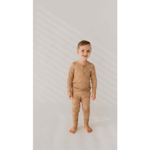 Just Smile Tan | Bamboo Two Piece Pajamas