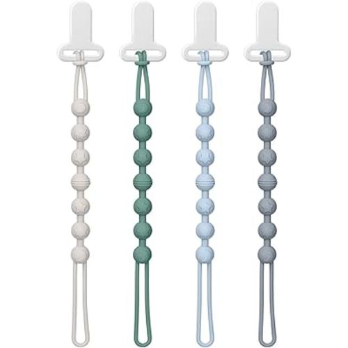 Pacifier Clips Baby Boys: One-Piece Baby Pacifier Clip, 100% Food Grade Silicone, Pacifier Holder Clip for Boys and Girls, Baby Newborn Essentials, Soft and Flexible Silicone Pacifier Clip