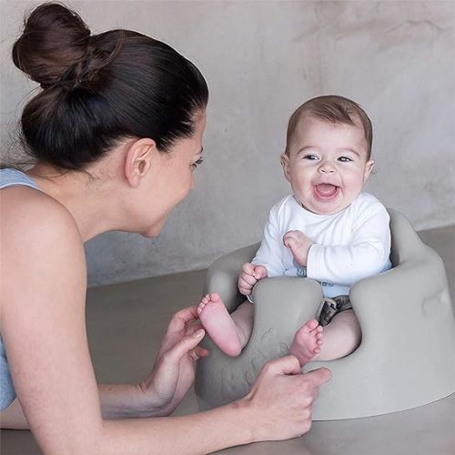 Bumbo Infant Floor Seat Baby Sit up Chair, Baby Sitting Support for 3-12 Months with 3 Point Adjustable Safety Harness & Rounded Backrest, Cool Gray