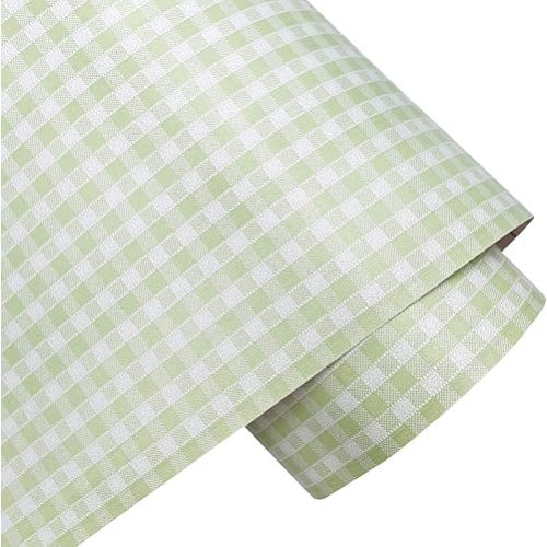 19.7 Feet Roll Green Plaid Shelf Liner Peel and Stick Furniture Shelving Paper Vinyl Wallpaper Cabinet Sticker (M-236.2x17.7 Inch)