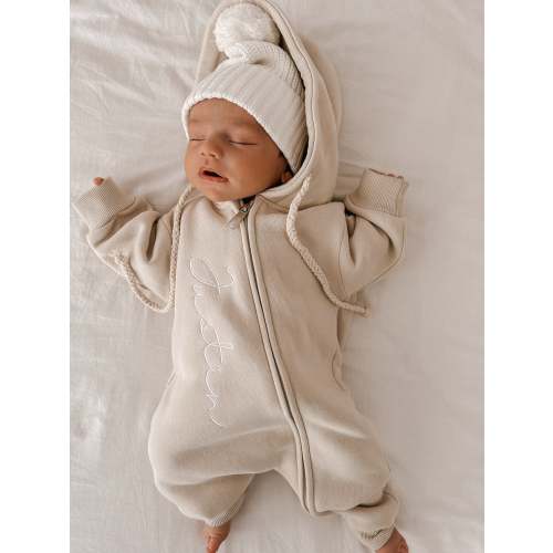 HOODED BUBBLE ROMPER - NATURAL