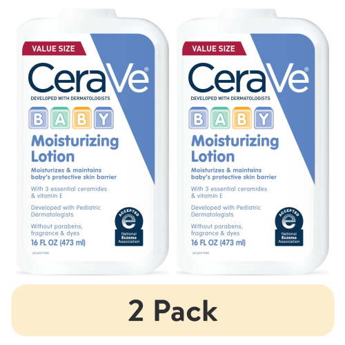 (2 pack) CeraVe Baby Lotion, Lightweight Moisturizing Face & Body Lotion for Baby and Toddler, 16 oz