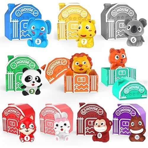 Learning Toys for 1 2 3 Year Old Toddlers, 20Pcs Animal Toys Montessori Counting, Matching, Sorting & Stacking Fine Motor Games, Christmas Birthday Easter Gift for Baby Boys Girls Age 12-18 Months