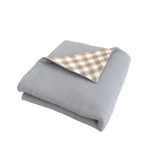 Double Sided Play Mat, Blue Gingham - MON AMI | Maisonette
