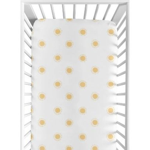 Sweet Jojo Designs Boy or Girl Gender Neutral Unisex Baby Fitted Crib Sheet Boho Sun Yellow and White
