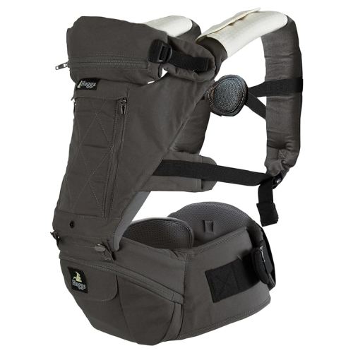 Abiie HUGGS 3-in-1 Baby Carrier w/Hip Seat - Front Facing, Hip Hugger, Back Baby Carrier - Healthy Sitting (M) Position, 3 Mos.-Toddler - Buckle Type Closure - Approved by US Safety Standards - Gray