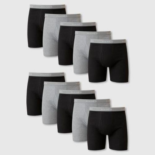 Hanes Men's Super Value Moisture-wicking Cotton Boxer Briefs 10pk - Black/gray S