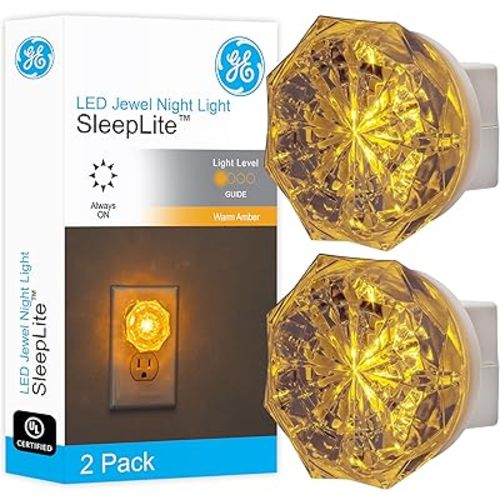 GE SleepLite LED Night Light, Amber, 2 Pack