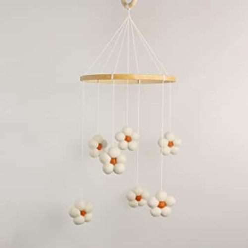 Baby Mobile for Crib - Felt Flower Mobile - Flower Baby Mobile - Boho Crib Mobile - Boho Nursery Decor - Crib Mobile for Girls, Boys - Mobile for Bassinet, Pack N Play - Flower