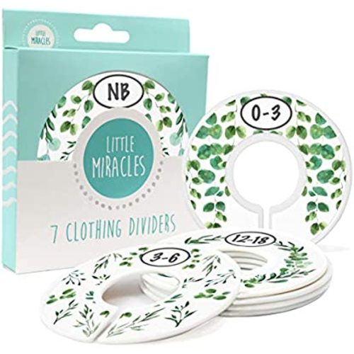 Baby Closet Size Dividers - 7X Botanical Nursery Closet Dividers for Baby Clothes - Eucalyptus Vines Leaf Plant Greenery Nursery Decor - Baby Closet Dividers for Boy or Girl - [Botanical]