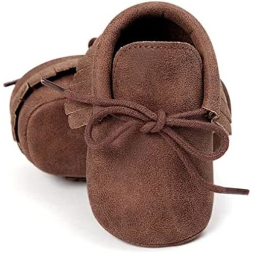 CENCIRILY Infant Baby Fringe Moccasin Slipper Boys Girls Tassel Suede Leather Toddler Sneakers Soft Sole First Walking Loafers Crib Shoes