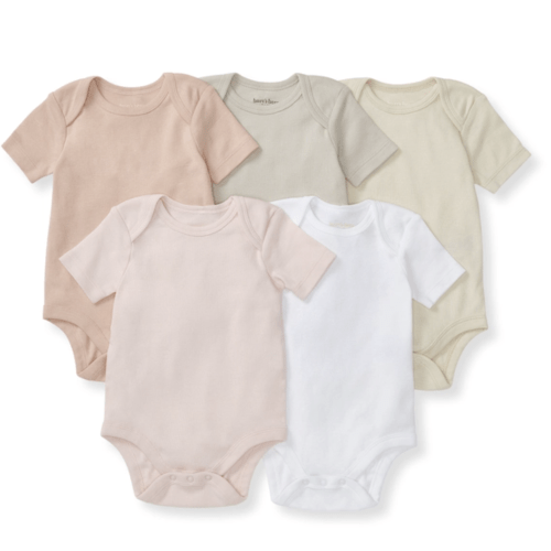 Solid Organic Cotton Short Sleeve Baby Bodysuits 5 Pack Pink Sand