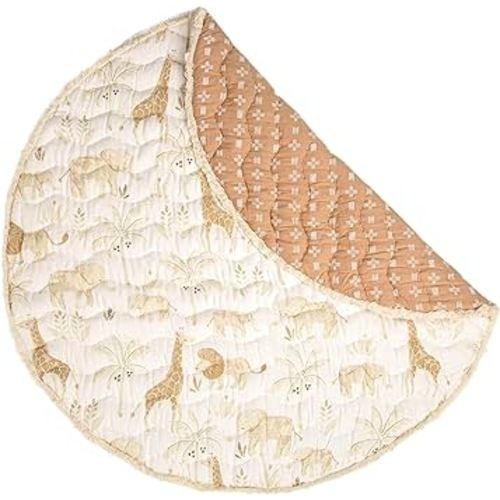 Crane Baby Activity Mat, Infant and Baby Quilted Playmat for Boys and Girls, Safari Animal, 40” x 40”