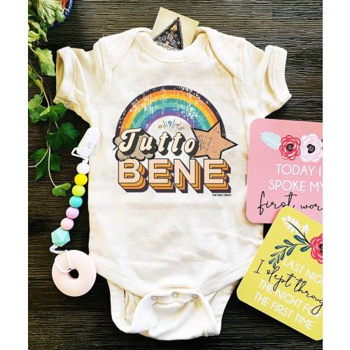 Tutto Bene, Rome Bodysuit, Rome Baby, Roma Baby, Rainbow Baby, Retro Rainbow Baby, Rome theme baby, Italian Baby, Italian Baby Shower