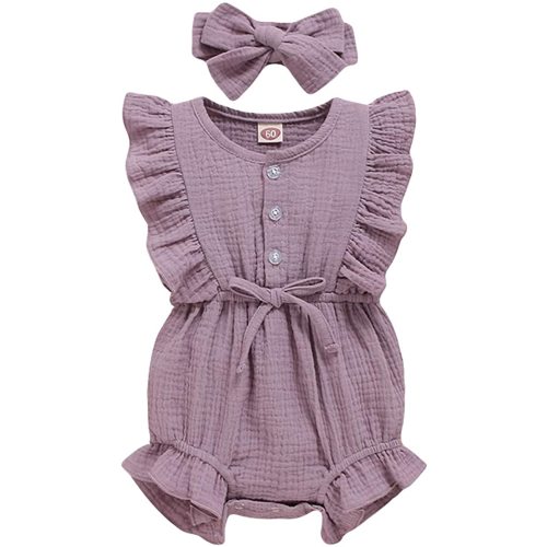 YOUNGER TREE Toddler Baby Girl Ruffled Sleeveless Romper Casual Summer Jumpsuit Cotton Linen Clothes