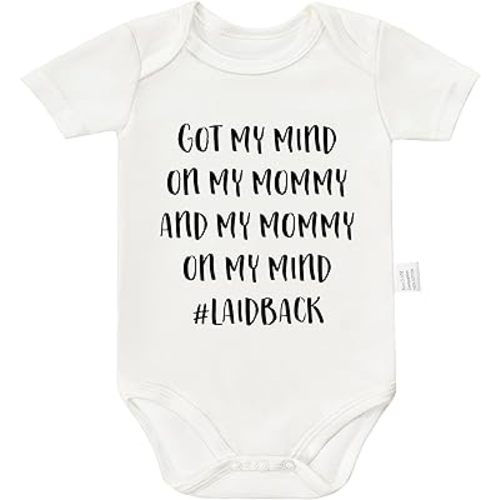 Got My Mind on My Mommy and My Mommy on My Mind Laidback Bodysuits, Boys Girls Cotton Unisex Clothes 0-24 Months