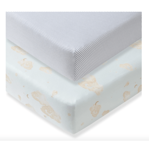 Good Night Sky Organic Cotton Crib Sheets Ice Flow