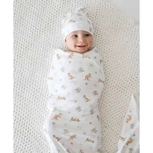 Lummi In Colour Baby Swaddle Wrap - Kangaroo & Koala | Baby Bunting AU