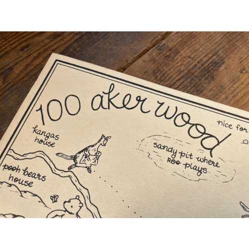 100 Aker Wood Map: Hand-drawn, Fantasy Art, Winnie the Pooh Map