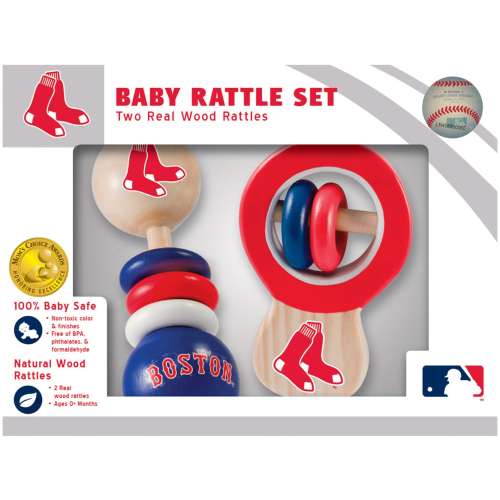 Infant Boston Red Sox 2-Pack Wood Rattle Set