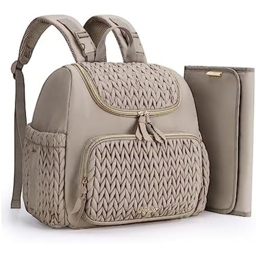 mommore Diaper Bag Small Diaper Backpack Stylish Baby Travel Backpacks with Insulated Pockets, Changing Pad, Stroller Straps