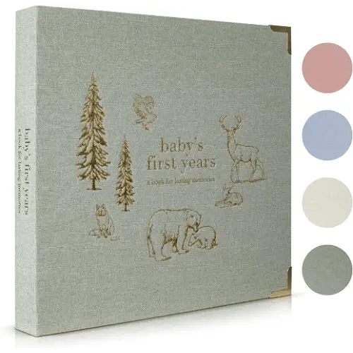 Libro de recuerdos de bebé para niños y niñas, libro atemporal de primeros | Álbum de recortes o álbum de fotos de diario neutral: registra un hito del bebé para cada evento desde el nacimiento hasta