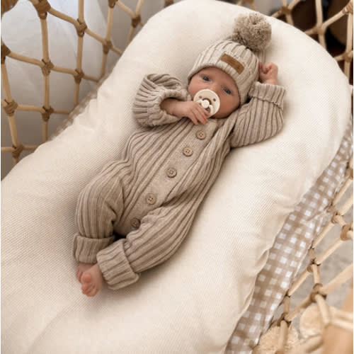 Little B's Chunky Rib Baby Jumpsuit - Oak