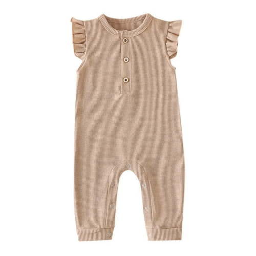Baby Boy Girl Solid Romper Ruffle Short Sleeve Jumpsuits Clothes,Size 0 Months-3 Months