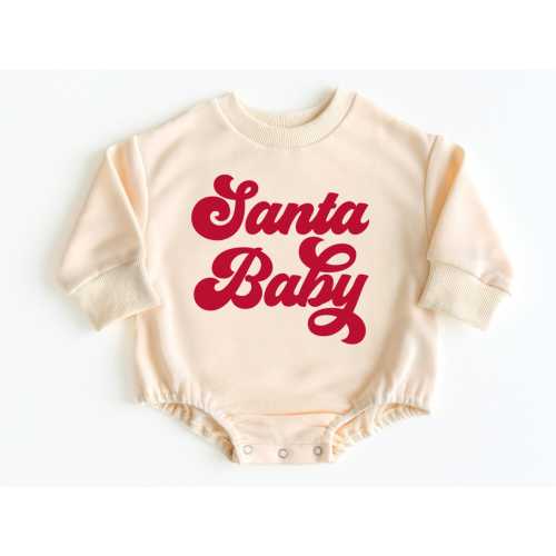 Santa Baby Bubble Romper Sweatshirt, Christmas Baby Outfit, Santa Baby Sweater, Christmas Baby Shirt, Baby Christmas Outfit, Baby Bodysuit