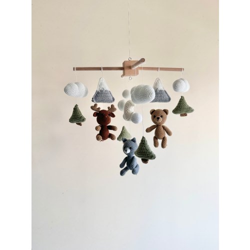 Jungle animal baby mobile, crochet jungle stuff animals baby nursery, shower gift
