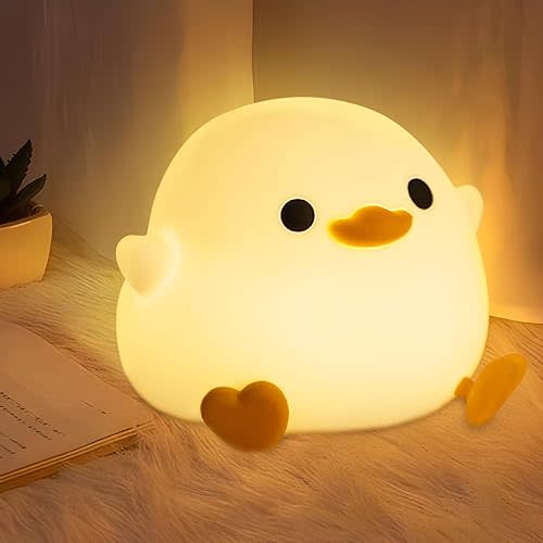 Duck Night Light,Cute Duck Silicone lamp with Dimmable & 20 Mins Timer & Tap Control as Xmas Birthday Gifts to Girl Boys Creative Decor