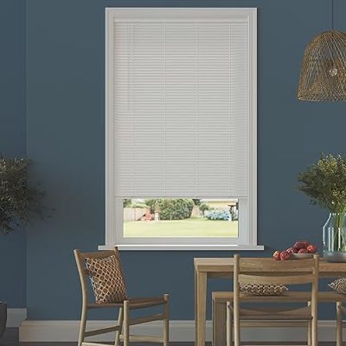 Cordless Room Darkening Mini Blinds for Indoor Windows - 32" W x 60" L - White, Over 1,400 Custom Sizes Starting at 9.97, 1" Vinyl Slats, Horizontal Window Blinds by Lumino