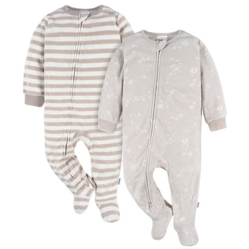 2-Pack Baby &amp; Toddler Neutral Stars Fleece Pajamas