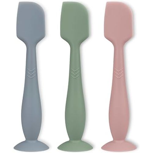 3 Pack Diaper Cream Applicator Set - Soft Silicone Baby Butt Brush with Suction Base, Baby Butt Spatula, Full Size (Sage/Mauve/Ether)