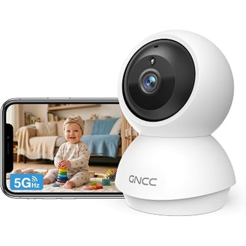 GNCC 2K Baby Monitor, 5G WiFi Baby Camera with Phone App, 360° Pan Tilt Zoom, 2‑Way Audio, Night Vision, AI Motiron Tracking,Cry Detection, SD Card/Cloud Storage,Temperature Sensor, Ideal for New Mom