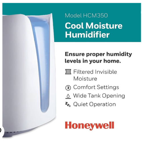 Honeywell Cool Moisture Humidifier, Medium Room, 1 Gallon Tank, White – Invisible Moisture Humidifier for Baby, Kids, Adult Bedrooms – Quiet and Easy to Clean with UV Technology for Everyday Comfort