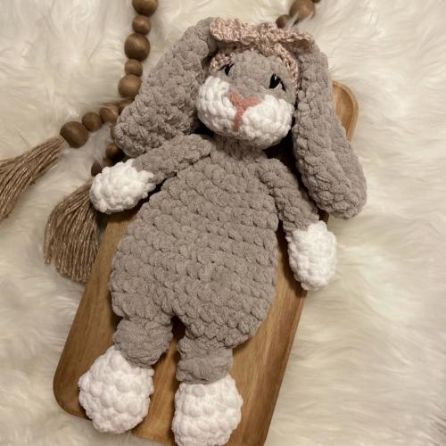 Bailey Bunny Rabbit Crochet Snuggler Lovey Baby Toddler Stuffed Animal Security Blanket Stuffy Amigurumi Birthday Shower Gift
